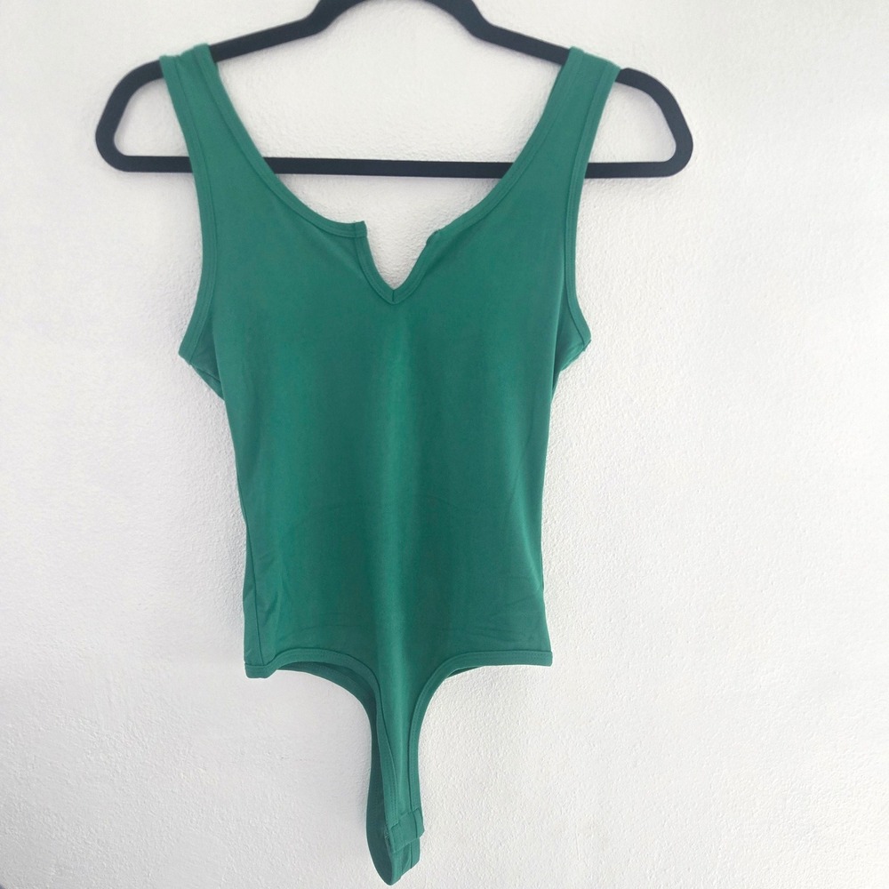 Zenana Green Notch Neck Sleeveless Bodysuit MT-9062BA Small